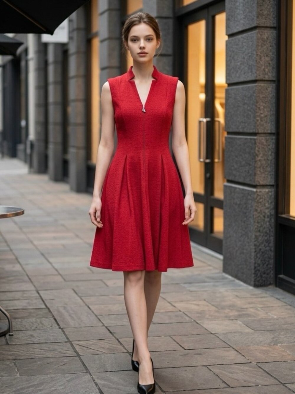 NWT Calvin Klein Red Fit & Flare Sleeveless Midi Dress Size 4